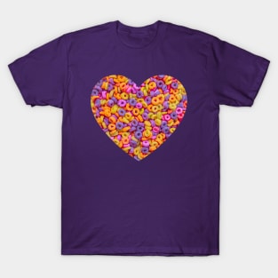 Fruit Flavored Breakfast Cereal Loops Photo Heart T-Shirt